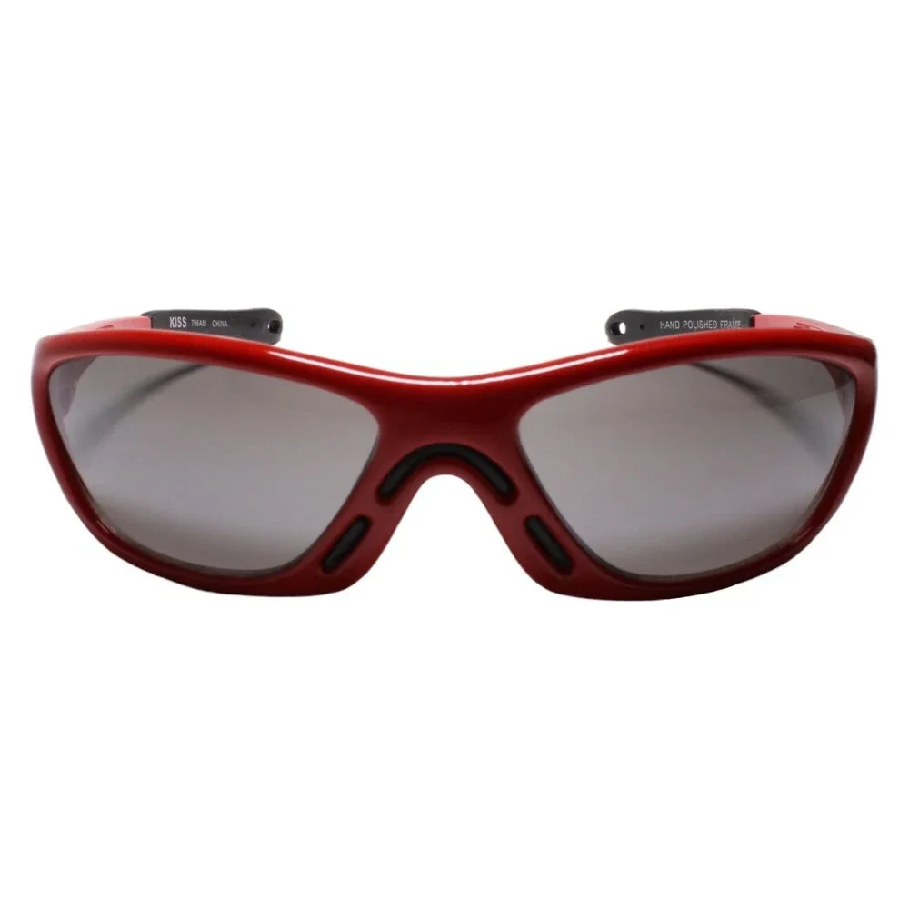 Aerodynamic Wraparound Outdoor Sporty Design Red Athletic Sunglasses